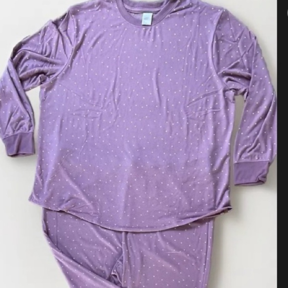 Stars above purple dot pajama set long sleeves new with tag size 2X
